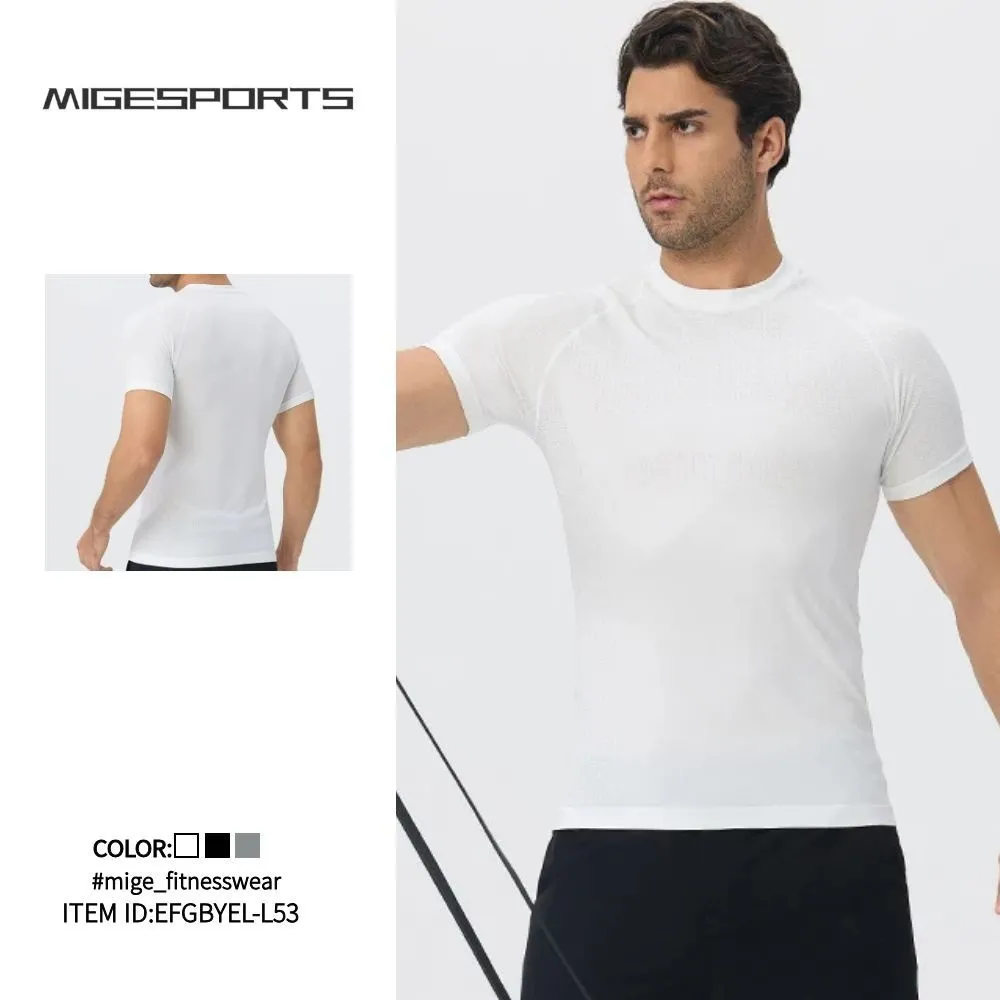 Mens Workout T Shirt Quick Dry Gym Training Apparel Men Gym Tee Lightweight Breathable Fitness Wear EFGBYEL-L53