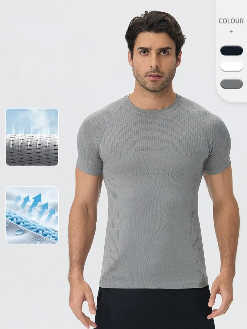 Mens Workout T Shirt Quick Dry Gym Training Apparel Men Gym Tee Lightweight Breathable Fitness Wear EFGBYEL-L53