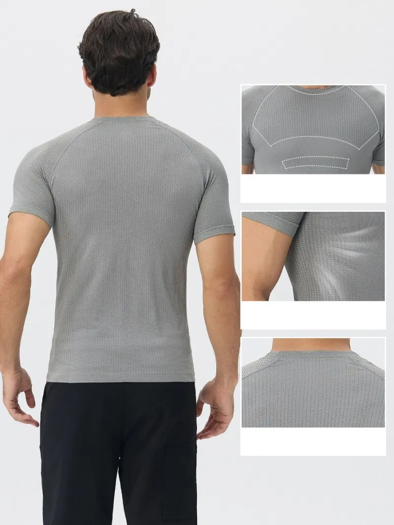 Mens Workout T Shirt Quick Dry Gym Training Apparel Men Gym Tee Lightweight Breathable Fitness Wear EFGBYEL-L53