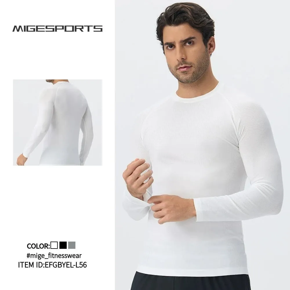 Wholesale Fitness Men Long Sleeve Running Sports Gym Seamless EFGBYEL-L56