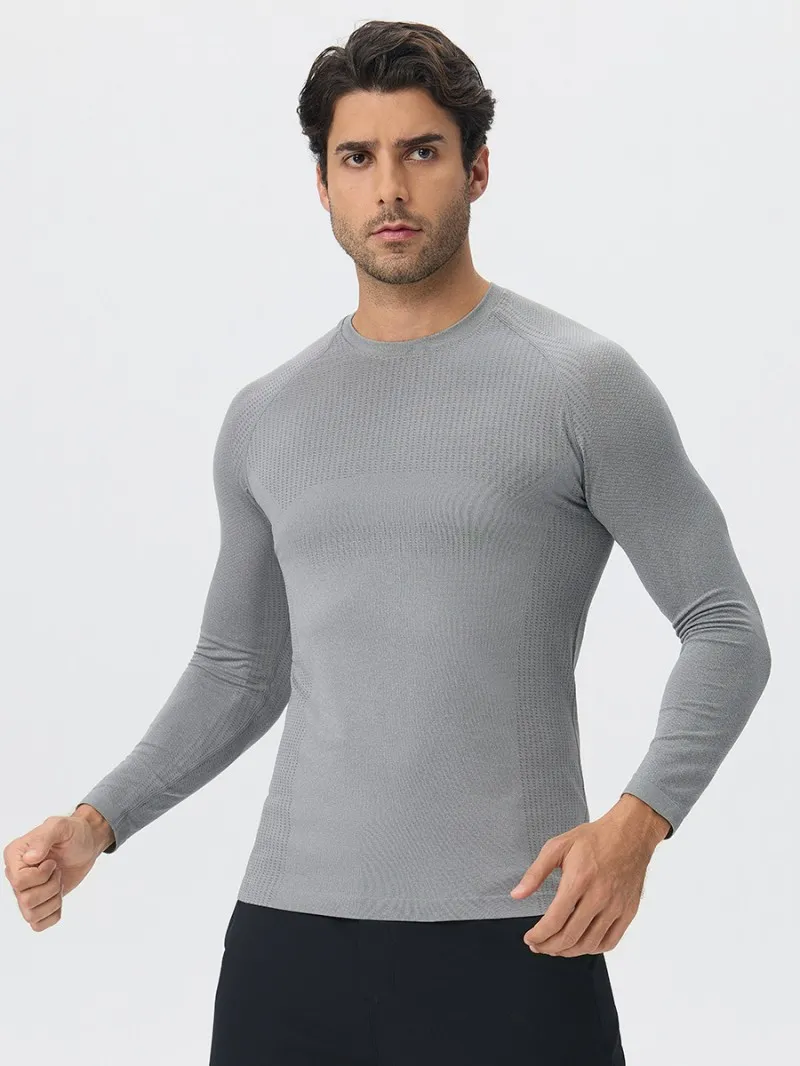 Wholesale Fitness Men Long Sleeve Running Sports Gym Seamless EFGBYEL-L56