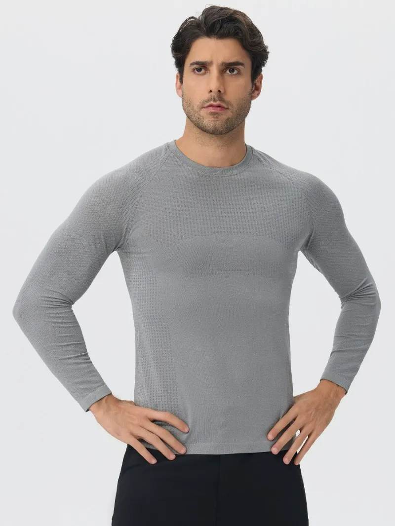 Wholesale Fitness Men Long Sleeve Running Sports Gym Seamless EFGBYEL-L56