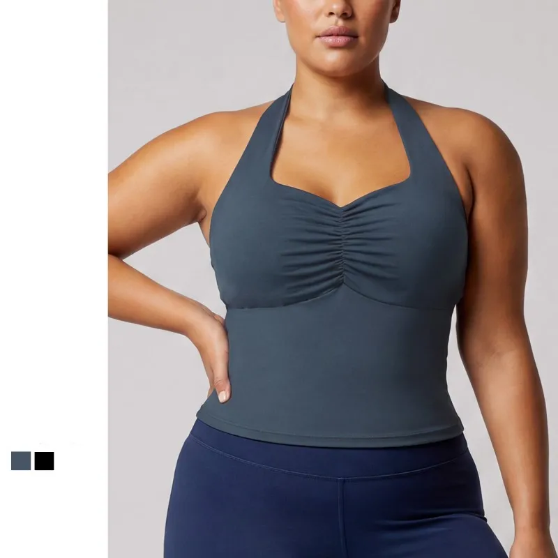 Singlets Sports Yoga Vest Women Fitness Tank Top Gym Open Back Bra Running Workout Halter FGBPOYP26011