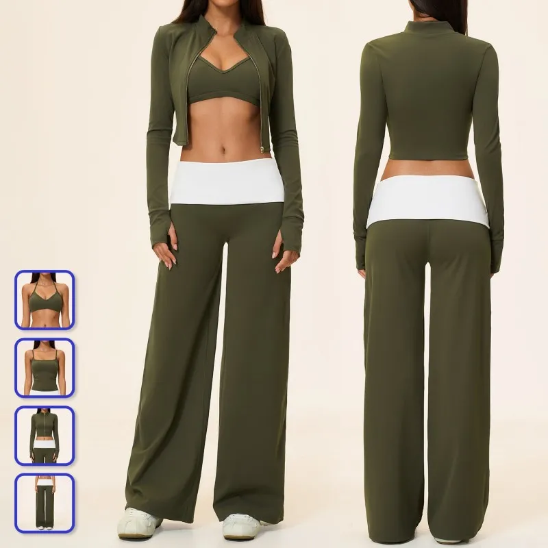 4 Pieces Sportswear Fitness Gym Yoga Set Women Workout Clothing Sets for Women FGBTZ9666