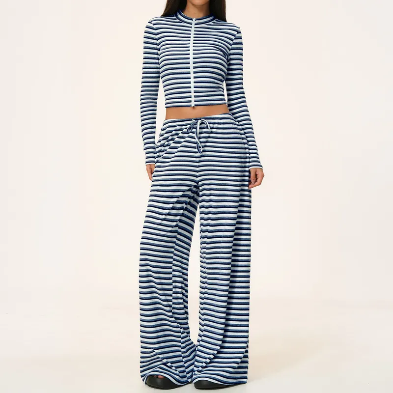 Fitness Set Women Contrasting-Color Striped 4-Piece Yoga Workout Set FGBTZ4556