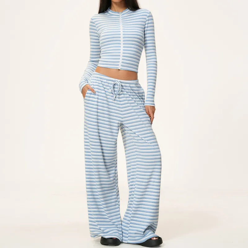 Fitness Set Women Contrasting-Color Striped 4-Piece Yoga Workout Set FGBTZ4556