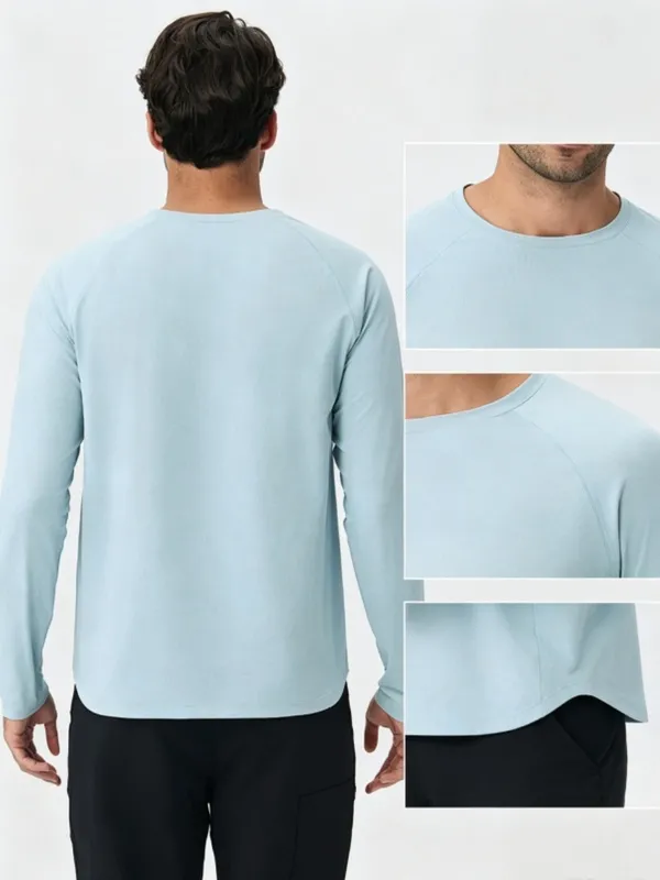 Solid Sports Long Sleeve Shirt Crew Neck Quick Drying Polyester Sports Yoga Fitness Running EFGBYEL-61529
