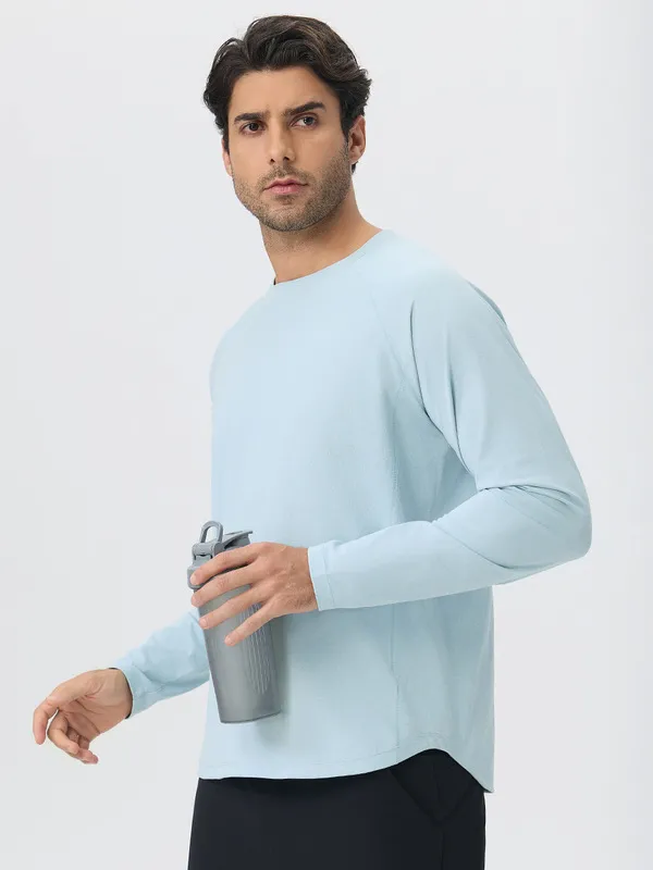 Solid Sports Long Sleeve Shirt Crew Neck Quick Drying Polyester Sports Yoga Fitness Running EFGBYEL-61529