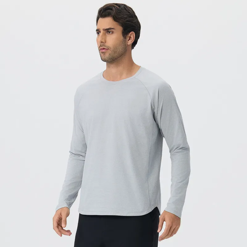 Solid Sports Long Sleeve Shirt Crew Neck Quick Drying Polyester Sports Yoga Fitness Running EFGBYEL-61529