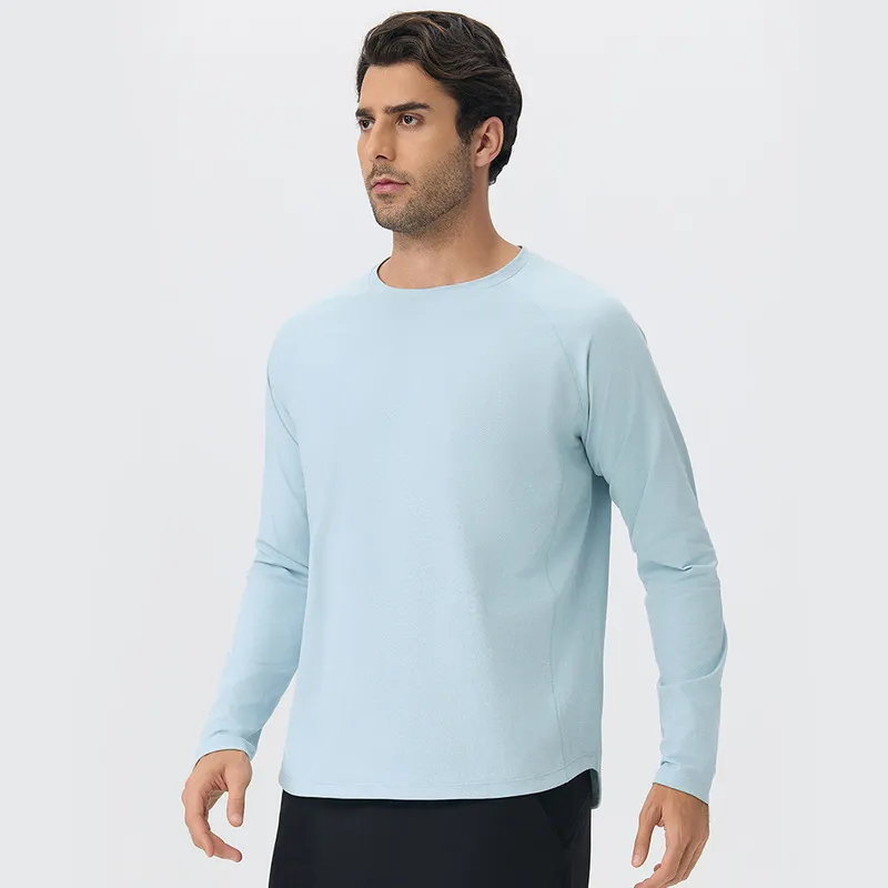 Solid Sports Long Sleeve Shirt Crew Neck Quick Drying Polyester Sports Yoga Fitness Running EFGBYEL-61529