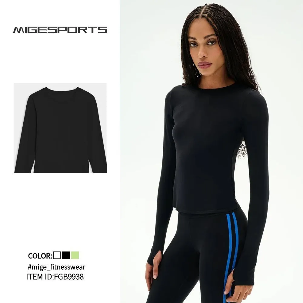 Women's Long-Sleeve Yoga Top for Running Sports Fitness & Pilates Breathable Workout Top FGBD9938
