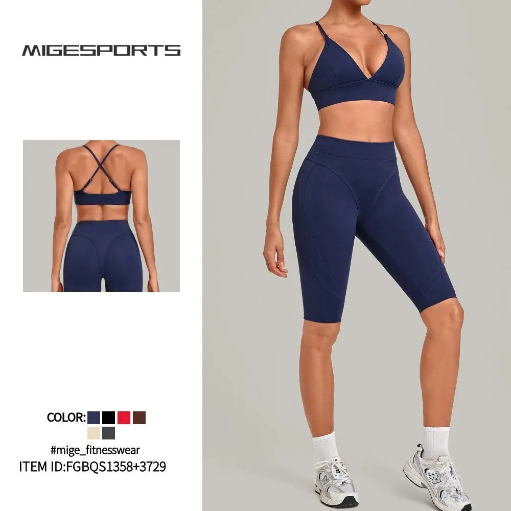 Comfortable Fitness Sexy Backless Set Breathable Yoga Bra Leggings Elastic Waist Woman Yoga Sets FGBQS1358+3729