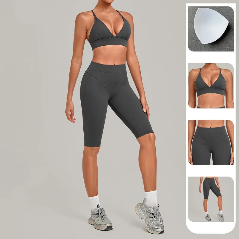 Comfortable Fitness Sexy Backless Set Breathable Yoga Bra Leggings Elastic Waist Woman Yoga Sets FGBQS1358+3729