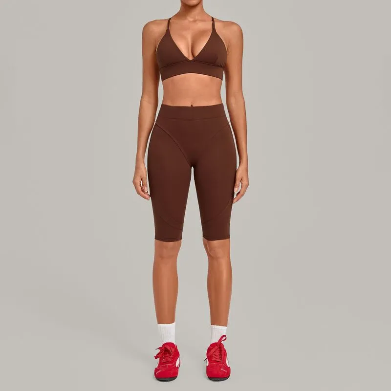 Coffee bra+Knee-length leggings