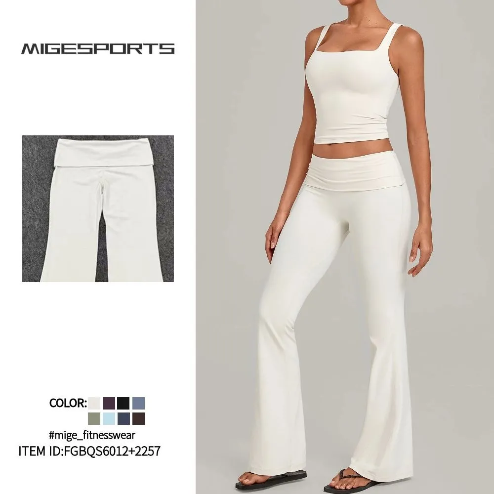 Yoga Sets Sports Women Sportswear Gym Fitness Yoga Sets Bell-bottom Pants for Fitness Singlets Womens Sets FGBQS6012+2257