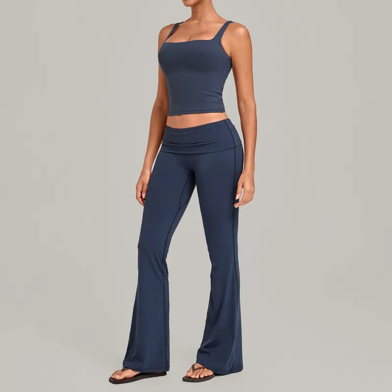 Yoga Sets Sports Women Sportswear Gym Fitness Yoga Sets Bell-bottom Pants for Fitness Singlets Womens Sets FGBQS6012+2257