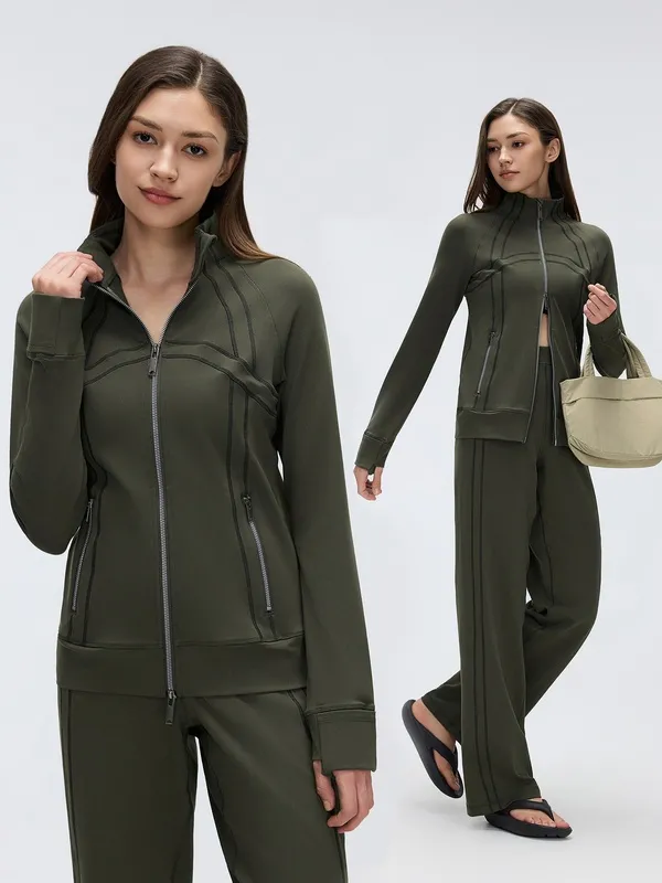 Yoga Set Jacket Pants Straight-Leg Pants 2-Piece Breathable Womens Gym FGBD26105+D26104