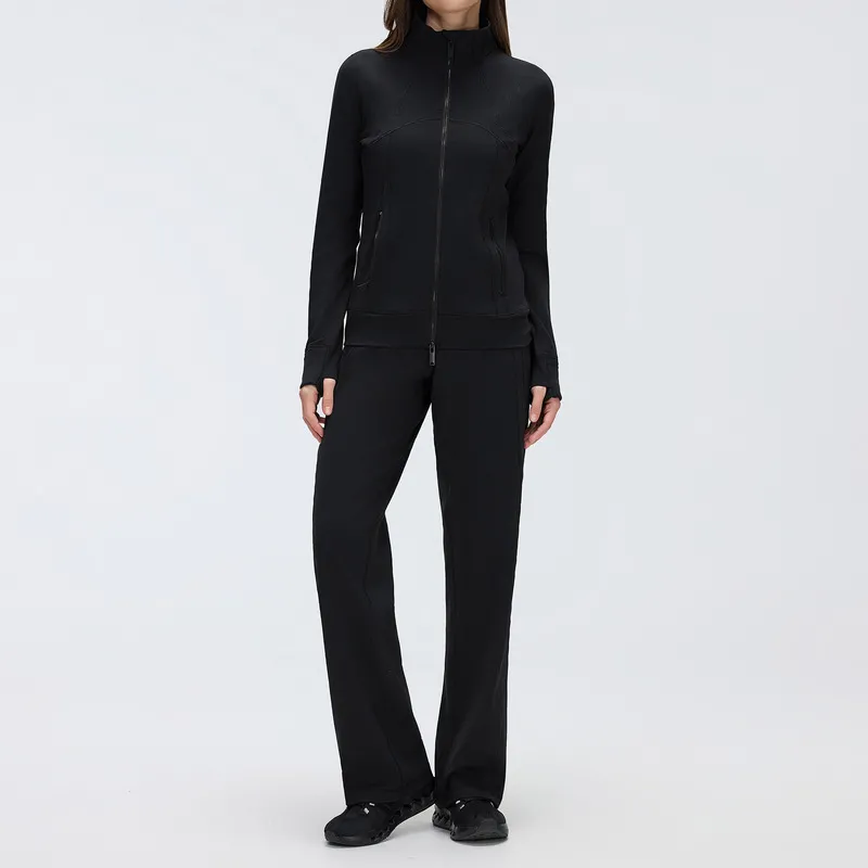 Yoga Set Jacket Pants Straight-Leg Pants 2-Piece Breathable Womens Gym FGBD26105+D26104
