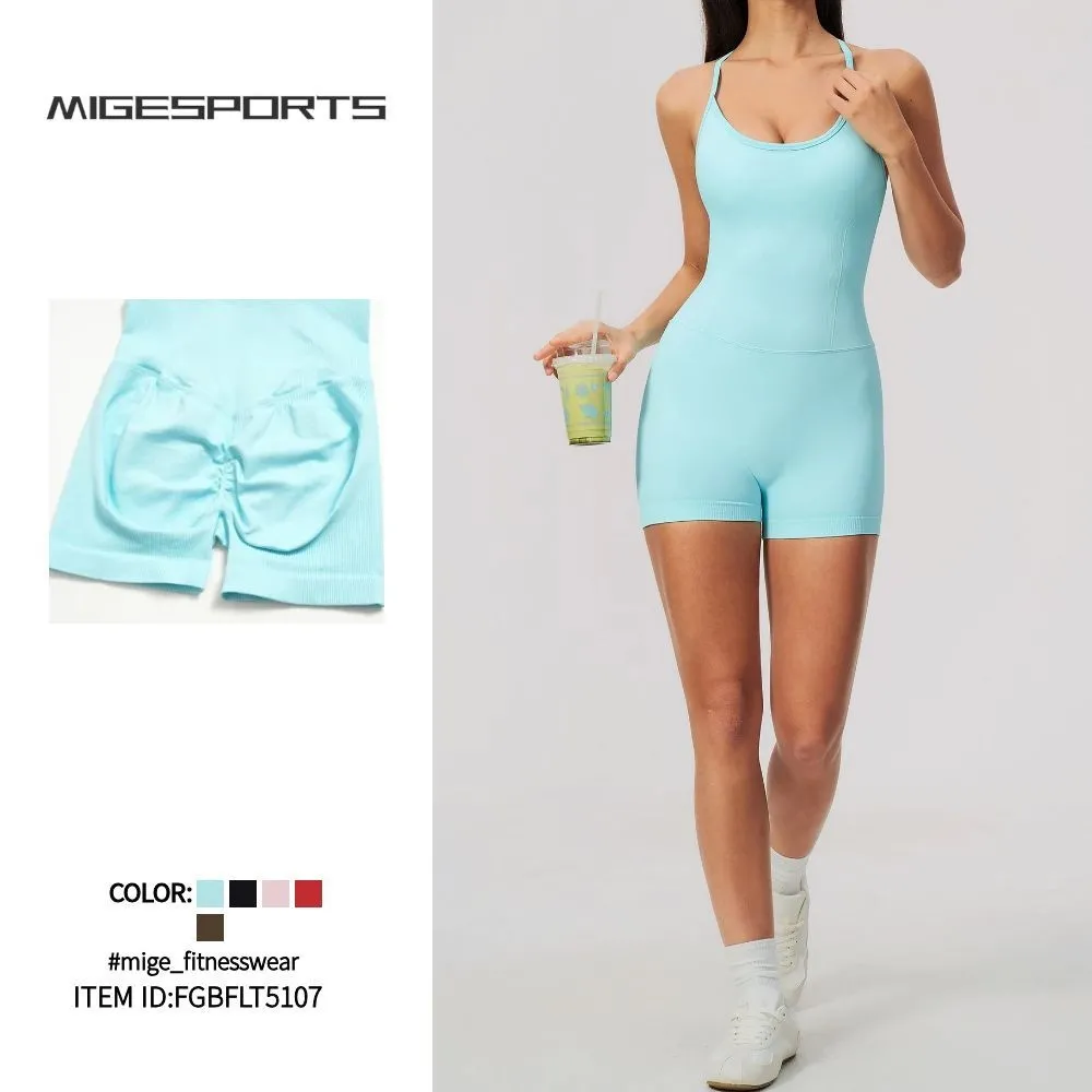Women's Yoga Jumpsuit Backless Sports Playsuit Sleeveless Yoga Onesie Bodysuit Quick-Dry FGBFLT5107