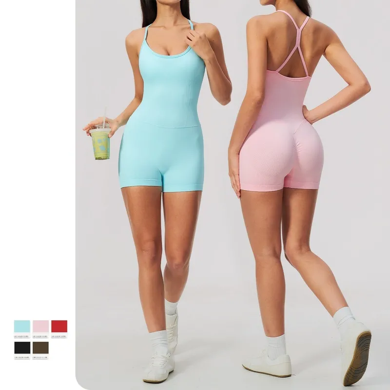 Women's Yoga Jumpsuit Backless Sports Playsuit Sleeveless Yoga Onesie Bodysuit Quick-Dry FGBFLT5107