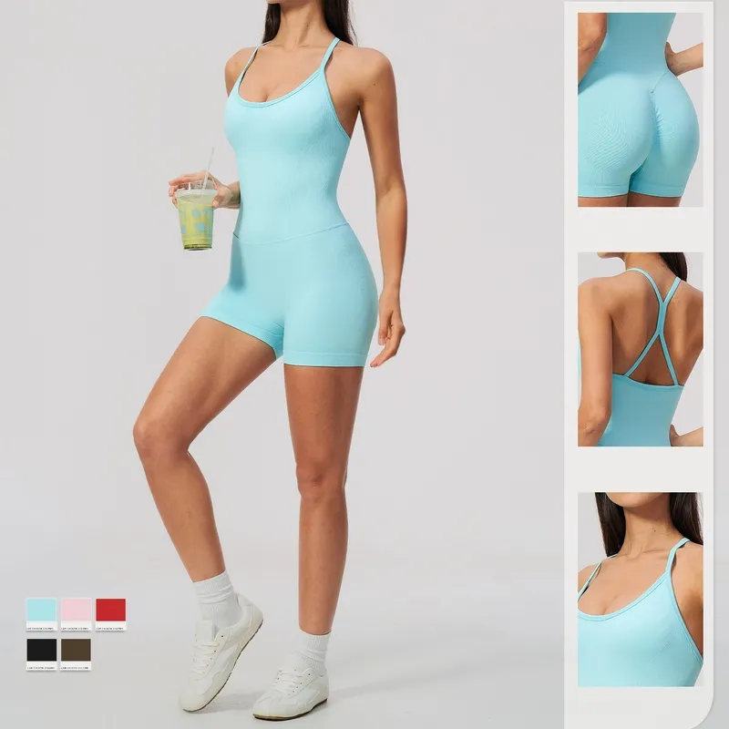 Women's Yoga Jumpsuit Backless Sports Playsuit Sleeveless Yoga Onesie Bodysuit Quick-Dry FGBFLT5107