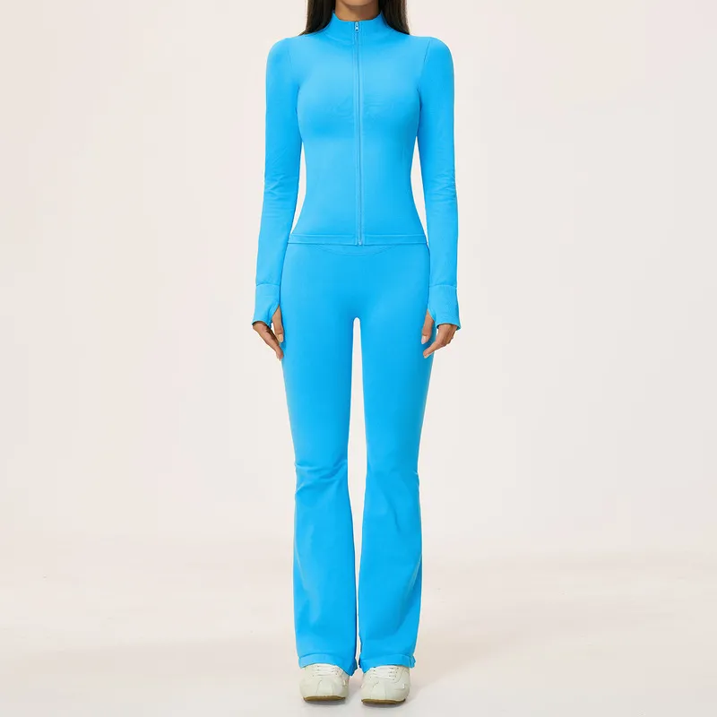 Azure blue  jackets-2+bell-bottom pants