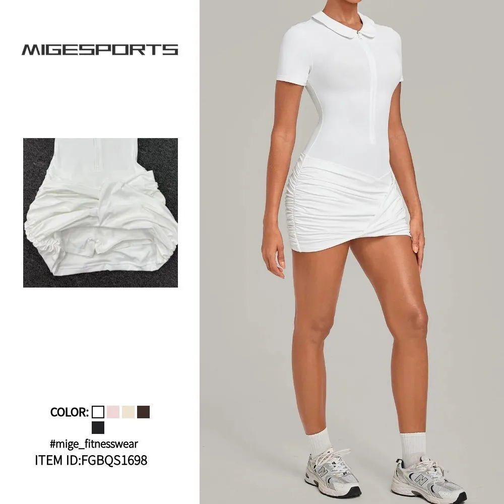 Women's Summer Tennis Skirt One-piece Breathable Quick Dry Four-Way Stretch Tennis Dress FGBQS1698