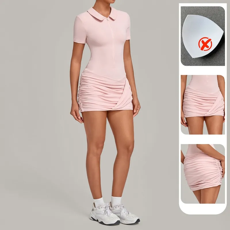 Women's Summer Tennis Skirt One-piece Breathable Quick Dry Four-Way Stretch Tennis Dress FGBQS1698