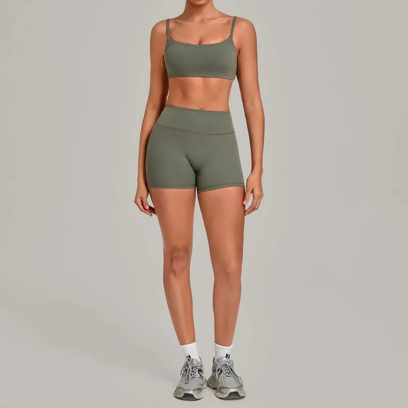 Khaki green bra+shorts