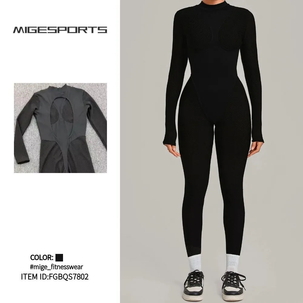 Women's Yoga Jumpsuit Soft Long Sleeve Jumpsuit Stretchy Sportswear Women Yoga Bodysuit FGBQS7802