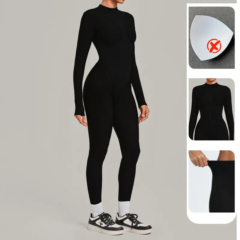 Women's Yoga Jumpsuit Soft Long Sleeve Jumpsuit Stretchy Sportswear Women Yoga Bodysuit FGBQS7802