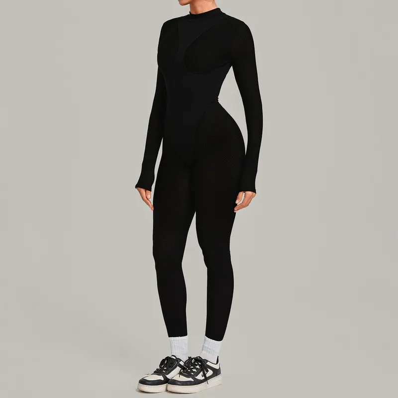 Women's Yoga Jumpsuit Soft Long Sleeve Jumpsuit Stretchy Sportswear Women Yoga Bodysuit FGBQS7802