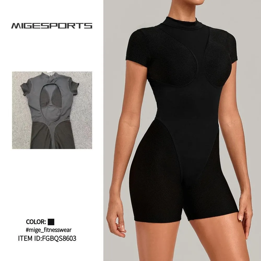 Quick Dry Leggings Fitness Yoga Clothes Set High Strength Workout Wear Women Gym One Piece Yoga Short Jumpsuit FGBQS8603
