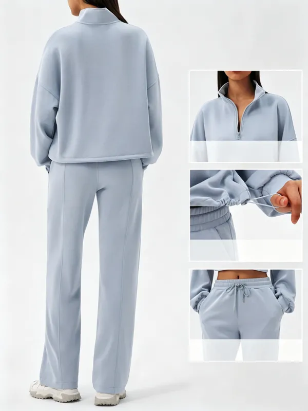 Women's Solid Long Sleeve Fitness Athletic Yoga Tops Comfortable Sports 2 Piece Yoga Set FGBYEL42553+42311