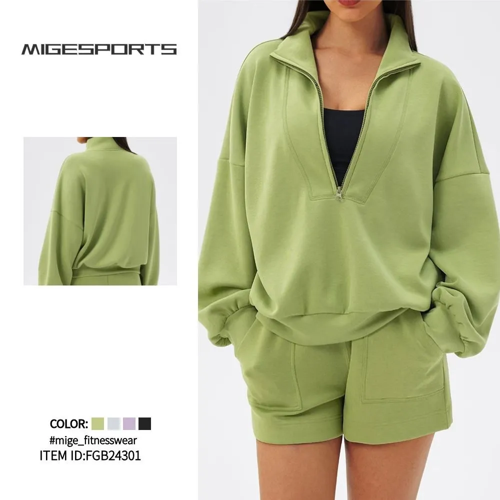 Half Zipper Fit Breathable Long Sleeve Front Gym Outdoor FGBYEL24301