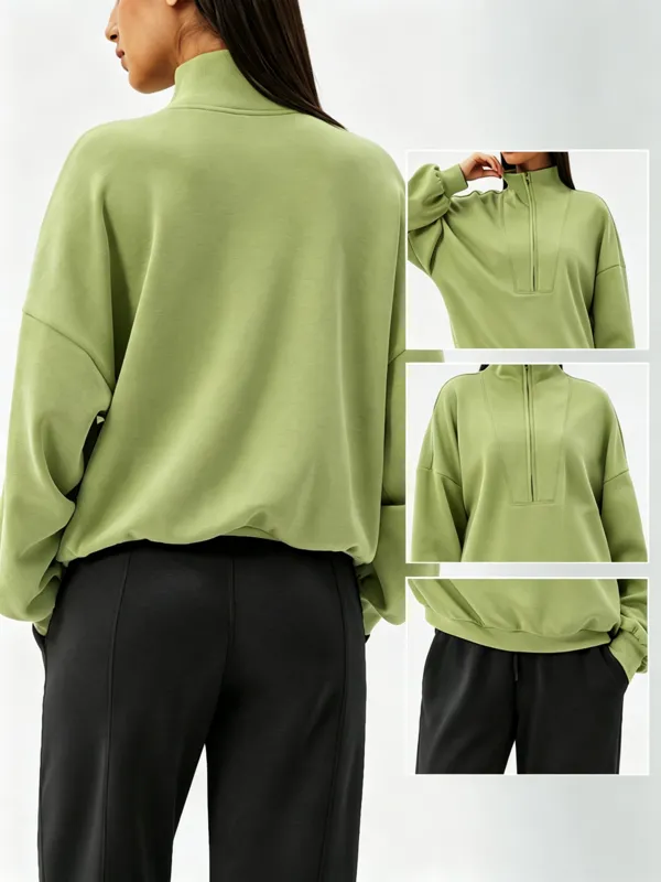 Half Zipper Fit Breathable Long Sleeve Front Gym Outdoor FGBYEL24301