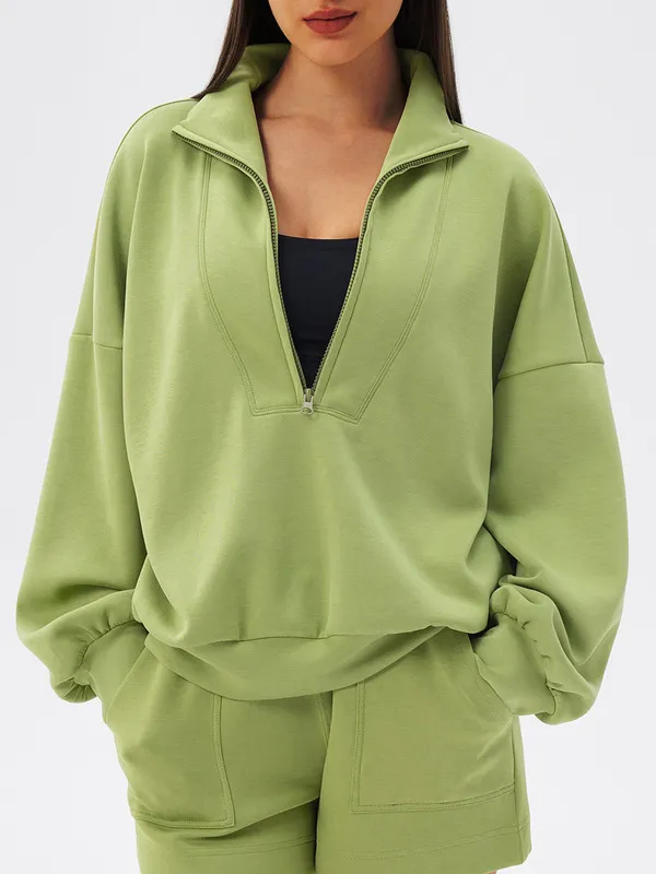 Half Zipper Fit Breathable Long Sleeve Front Gym Outdoor FGBYEL24301
