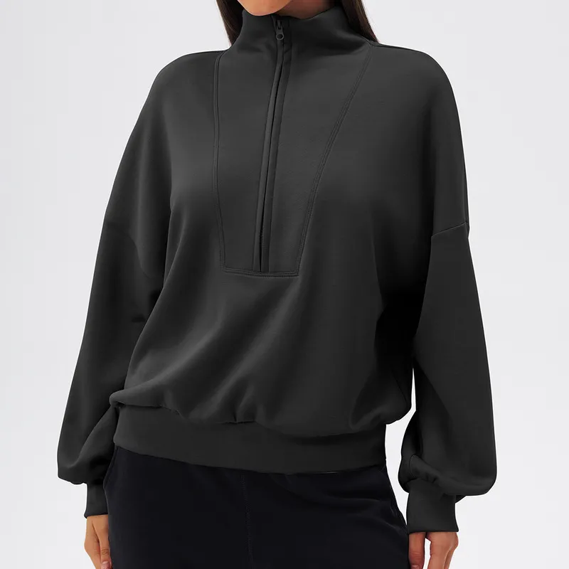 Half Zipper Fit Breathable Long Sleeve Front Gym Outdoor FGBYEL24301