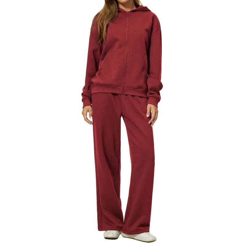 Women's Set-Relaxed Fit Custom Logo Hoodie 4-Piece Yoga Gym Running Workout Set FGBTZ5555