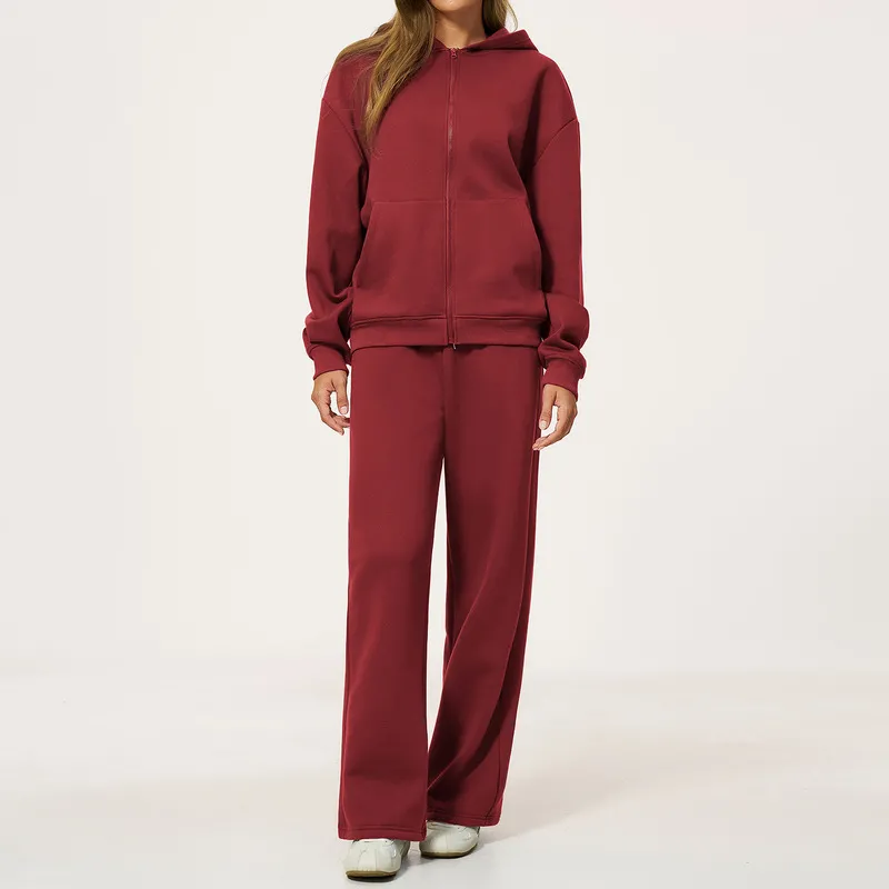 Women's Set-Relaxed Fit Custom Logo Hoodie 4-Piece Yoga Gym Running Workout Set FGBTZ5555