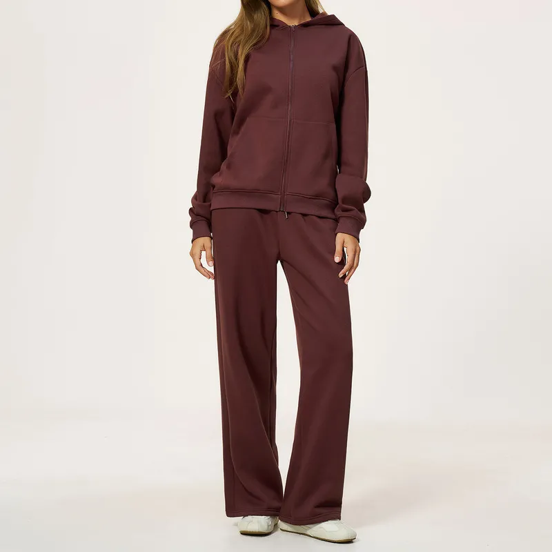Women's Set-Relaxed Fit Custom Logo Hoodie 4-Piece Yoga Gym Running Workout Set FGBTZ5555