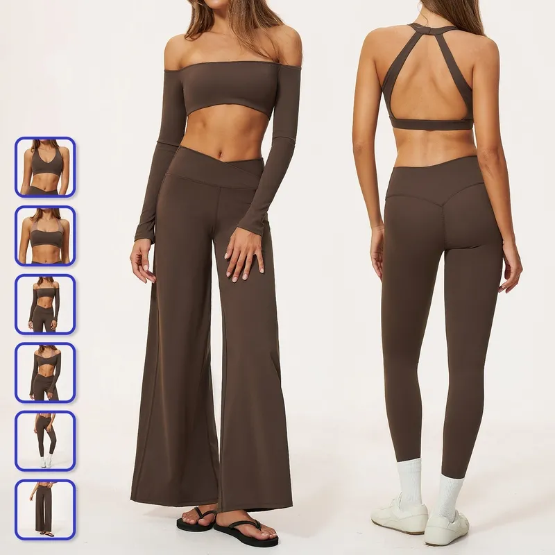 Contrast Color Block Yoga Set Workout Gym Active Sports Yoga Set FGBTZ2588