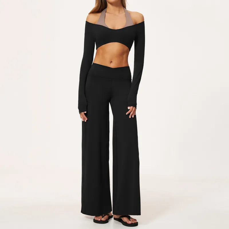 Black long sleeves tops+pants