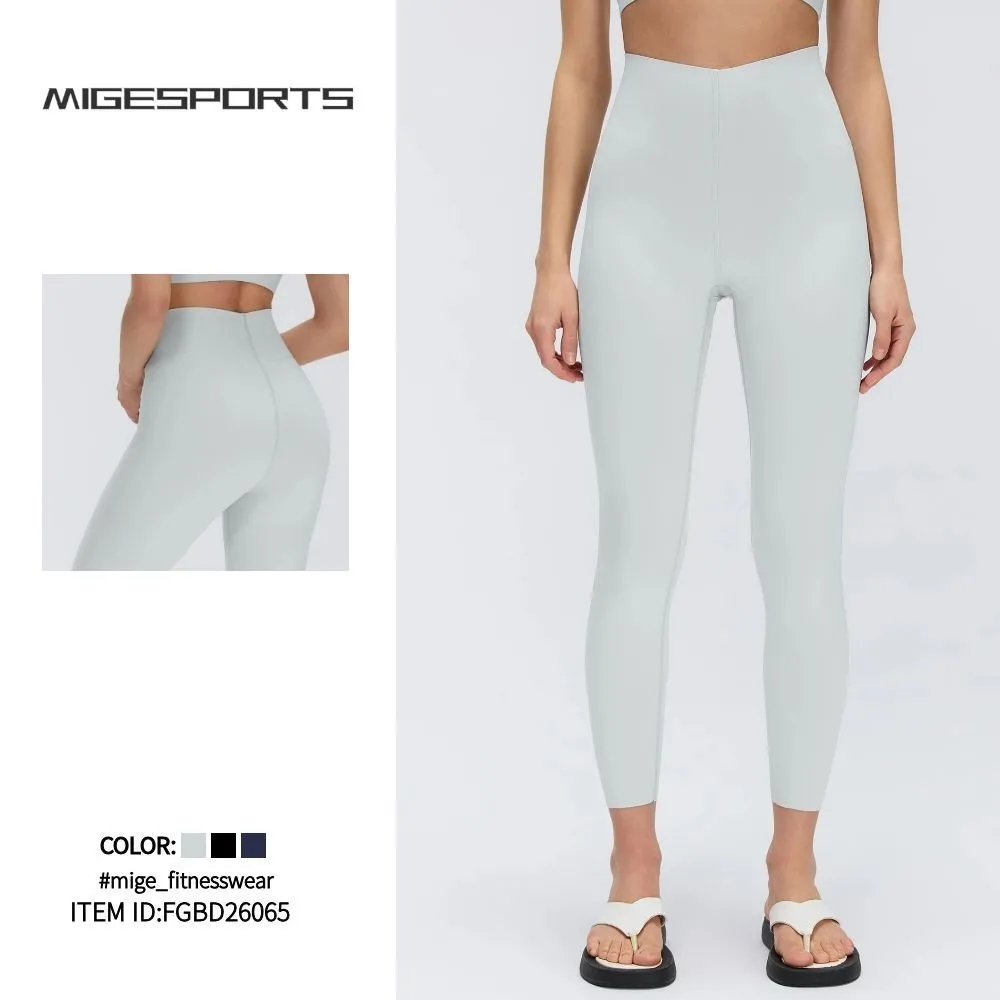 Women High Waist Yoga Leggings Solid Tummy Control Lightweight Breathable Quick Dry Sport Gym FGBD26065