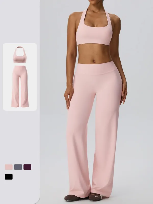 High Stretch Fabric Yoga Set for Women Form-Fitting Breathable Quick-Dry Workout Set Gym FGBYEL62768+62345