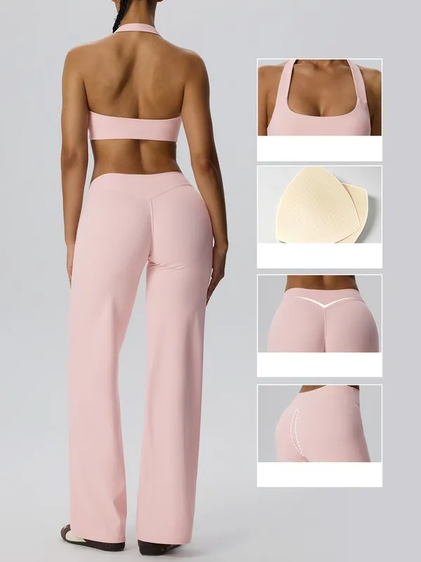 High Stretch Fabric Yoga Set for Women Form-Fitting Breathable Quick-Dry Workout Set Gym FGBYEL62768+62345