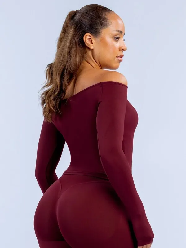 Women's Off-the-Shoulder Long-Sleeved Top Breathable Tops FGB6482