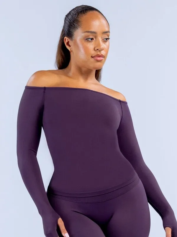 Women's Off-the-Shoulder Long-Sleeved Top Breathable Tops FGB6482