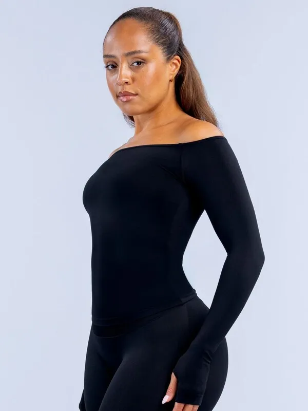 Women's Off-the-Shoulder Long-Sleeved Top Breathable Tops FGB6482