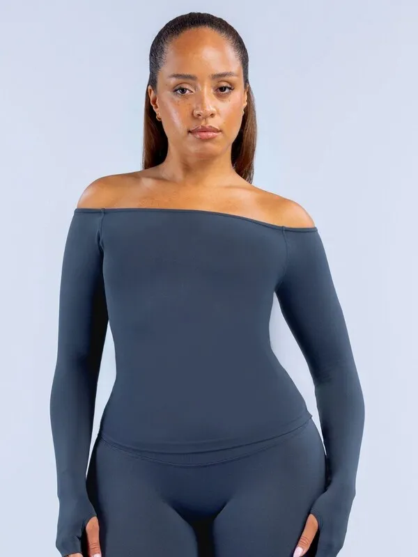 Women's Off-the-Shoulder Long-Sleeved Top Breathable Tops FGB6482
